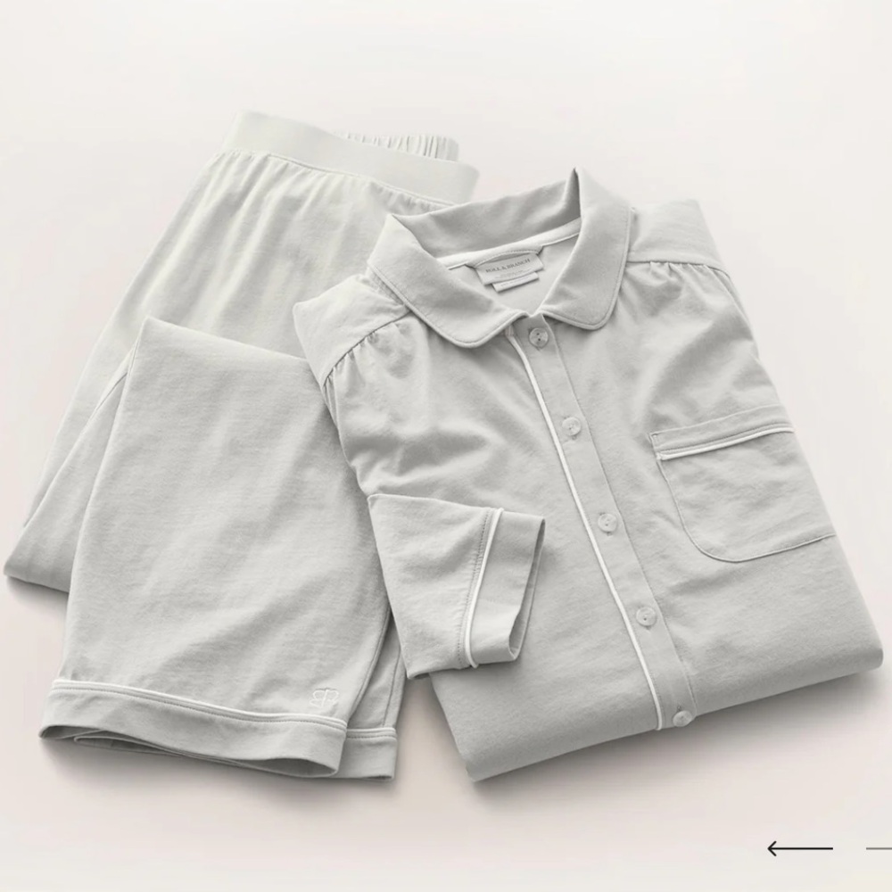 Boll & Branch Organic Cotton Soft Knit Long Sleeve & Pants Pajama Set XL